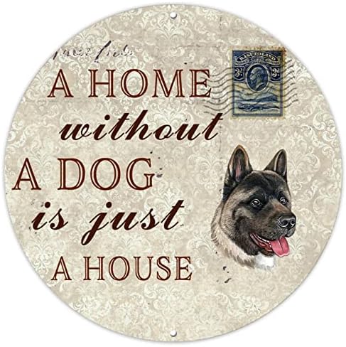 Дом без куче е само куќа тркалезна метална венец знак ретро излитена поштенска марка прилагодено сопствени кучиња раси на кучиња од влезна