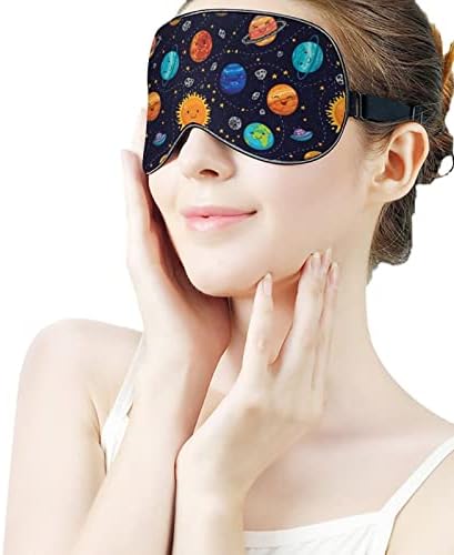 Вселенска планета печатена маска за очи за очи меко слепило капаче со прилагодлива лента за ноќни очила за очила за мажи за мажи жени