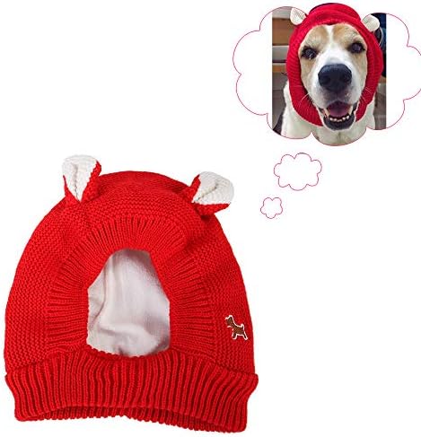 Cultboom Dog плетено капаче за домашно милениче Божиќни топли капачиња кученце мачка за одмор со уши за средни до големи кучиња