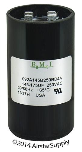 145-175 UF X 220 250 VAC - BMI/USA Почеток на кондензатор 092A145B250BD4A со отпорник на крварење