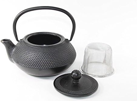 Јапонски чајник ~ антички 24 fl oz црна мала точка, кинески леано железо чајник Тетсубин со инфузер подарок / роденденски подарок / кујна