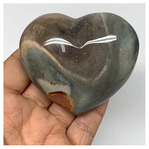 196.4g, 2,5 x 2,8 x 1,4 , природно нетретиран полихромно срцев камен полиран скапоцен камен, рачно изработен, метафизички, домашен декор, лековит