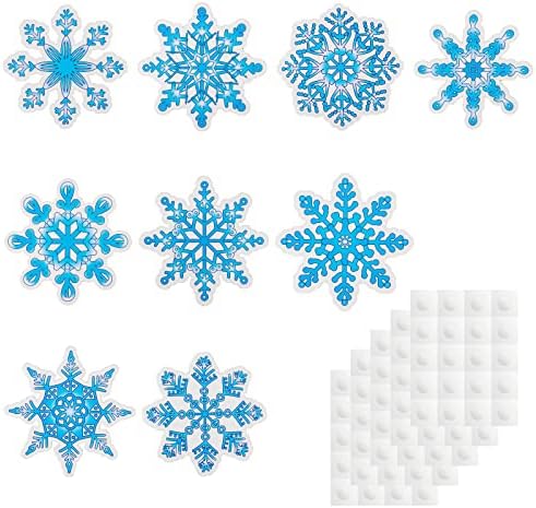 63 парчиња зимски Божиќни снегулки за намалување хартија, 5,9х5,9 инчи зимски исечоци со лепак точки на снегулки за снопчиња за огласни табли