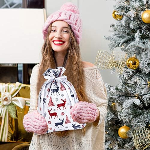 МИАХАРТ 16 ПАРЧИЊА Божиќни Чанти Со Врвки Избрани Торби За Божиќно Завиткување Во 6 Стил Избрани Стилови Божиќна Чанта За Лекување
