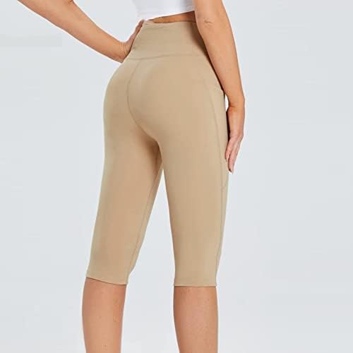 Јога панталони за жени, которол со високи половини, печатени салата за теретани со џебови компресија капри хулахопки LAR351