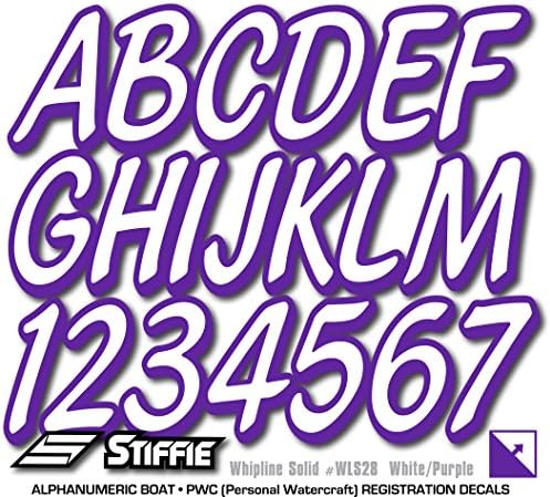 Stiffie Whipline Solid White/Purple 3 Алфа-нумерички регистрација Идентификација броеви налепници за чамци и лични водни плочки