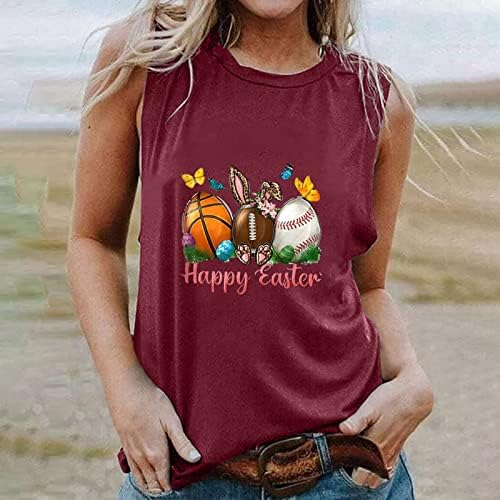 xipcokm среќен велигденски резервоар врвот за жени слатки зајаче јајца за печатење елек кошули лабава обична маица без ракави удобни