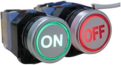 MOPZ 2PCS 22mm 1 No 1 NC Зелена црвена црвена боја Вклучено/Исклучено LED светло за копче на копчето Моментно копче 660V 10A со LED светлосен