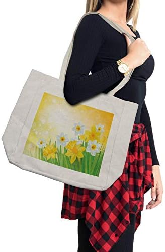 Торба за купување торбичка за дафодил, дафодили Градина Нарцис повторното раѓање и нови почетоци за славење графичка, еко-пријателска торба за