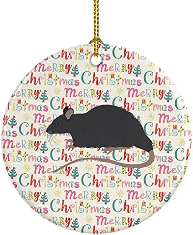 Богатството на Каролина WDK2874CO1 Црн стаорец Божиќна керамички украс, украси за новогодишни елки, виси украс за Божиќ, празник, забава,