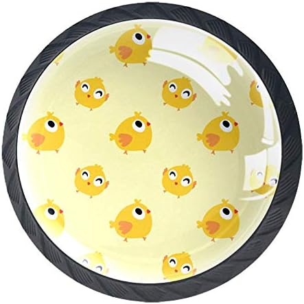 Идеалиј Жолто Бебе Птици Фиока Повлекува Рачки Кабинет Облекување Маса Гардероба Копче Повлечете Рачка со Завртки 4 парчиња