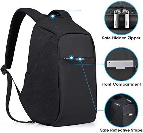 Оскаурт против кражба на ранец - 15,6 инчен ранец за патувања со лаптоп со скриен патент и порта за полнење со USB - водоотпорна