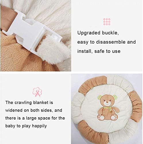 Kuandarm Soft Round Baby Play Mat Mat со украси од цртани филмови носат модел новороденче лази со фитнес рамка подарок