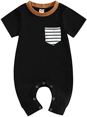 Мобиккин новороденче ромпер кратка ракав шарена џеб, џеб, комбинезон, симпатична облека за летни облеки