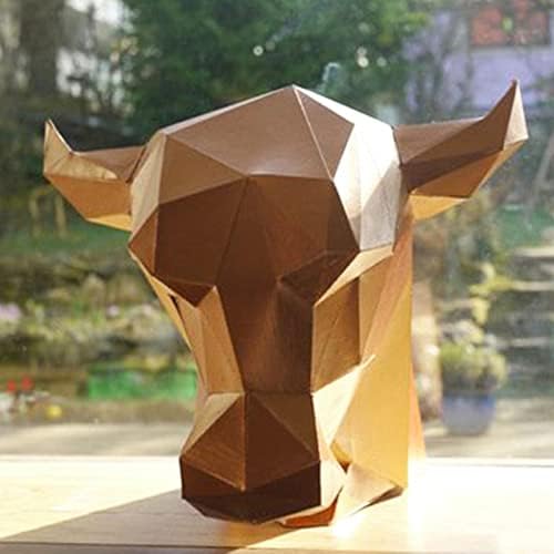 Моделирање на главата на Бик 3Д Домашна декорација Геометриска оригами загатка DIY хартија скулптура креативна хартија модел рачно изработен трофеј