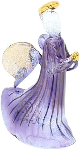 Glassofvenice Murano Glass Angel Angel Божиќна украс - сина