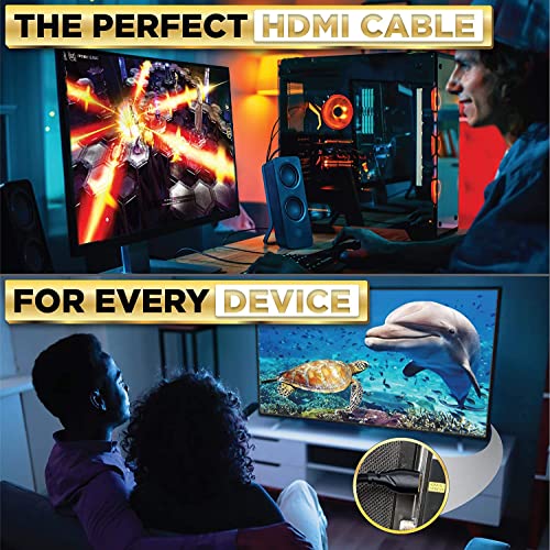 PowerBear 4K HDMI Кабел 10 ft [2 Пакет] Голема Брзина, Плетенка Најлон &засилувач; Злато Конектори, 4K @ 60Hz, Ултра HD, 2K, 1080P, arc &засилувач;