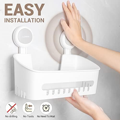 Luxear 4 пакувања за туширање кади за вшмукување - полица за туширање+сапун за сапун+куки за вшмукување - една секунда инсталација без дупчење Отстранлив моќен водоотп?