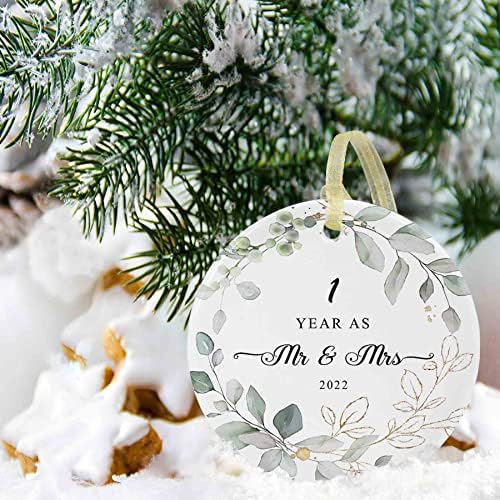Подароци за Божиќни украси за прва годишнина за двојка, украс од 1 -годишнина од 2022,1 годишни годишнини од свадбените украси за