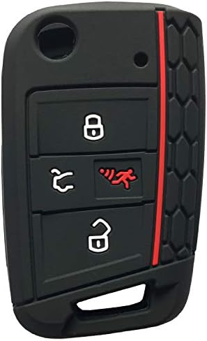HORANDE 4 копче Силиконски клуч на куќиште за далечински FOB заштитник одговара за VW -2017 Golf Polo GTI 2018 2019 Tiguan без клуч