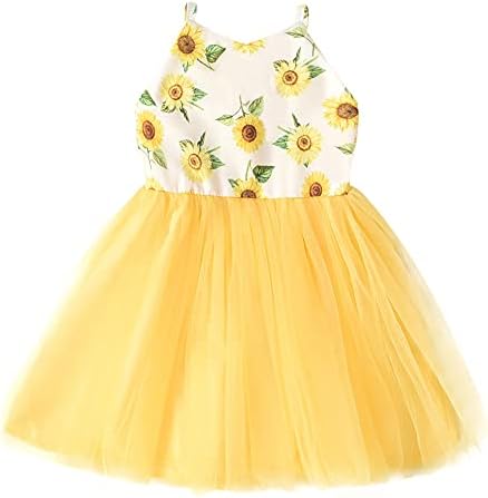 Дете за бебиња девојчиња летни фустани Сончогледни ленти Принцеза Тул Туту фустан сундерс