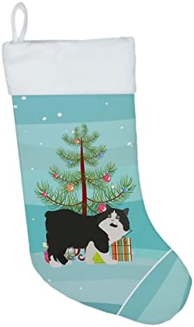 Богатства на Каролина CK4599CS Цимска мачка Среќна Божиќна Божиќна порибување, камин што виси чорапи Божиќна сезона забава Декорации