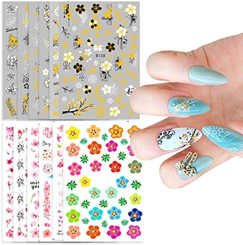 12 налепници за уметност за нокти 3Д налепници за нокти за какво било светло за нокти, квалитет на салон, издржлив, лесен за нанесување