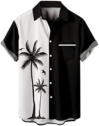 Хавајска кошула за мажи Обични кратки ракави со кратки ракави надолу кошули Редовно вклопуваат јака од летни кошули за летни кошули за