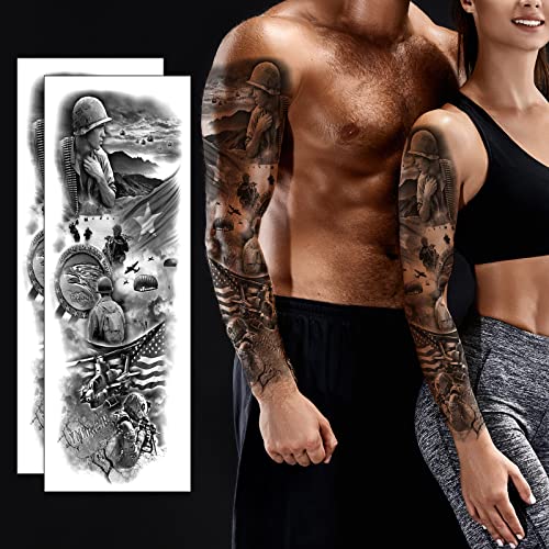 2 листови целосна рака Привремена тетоважа, секси 3Д лажни налепници за тетоважи Екстра голема водоотпорна тетоважа, за нозе за раце за возрасна