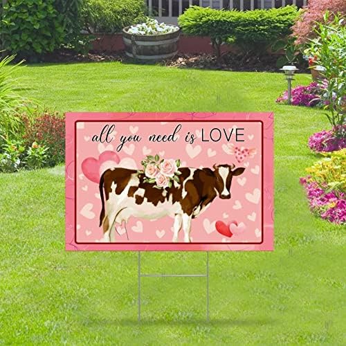 Сè што ви треба е loveубов, знаци на крави на Денот на вineубените, знак за обичај во дворот со удел, двострана печатење направено