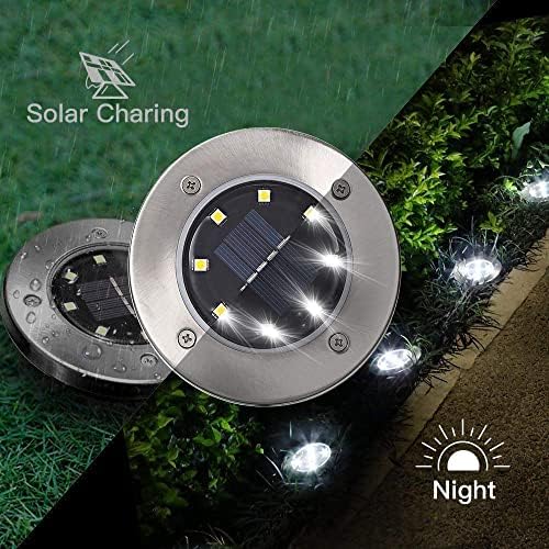 ZGWJ соларни копнени светла, 12 пакувања 8 LED соларна градинарска ламба водоотпорна во земјата на отворено осветлување за внатрешен