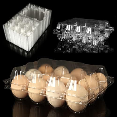 Картони Со јајца 50 Пакувања, Проѕирни Пластични Картони Со Јајца За Пилешки Јајца, Картони Со Јајца Евтини Рефус за 12 Јајца, Совршени За Семејно