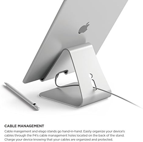 Елаго iPad Pro, P4 Stand - [Premium Aluminum] [Управување со кабел] [Совршен агол] - За iPad Pro, iPad Air, iPad, iPad Mini & Tablet