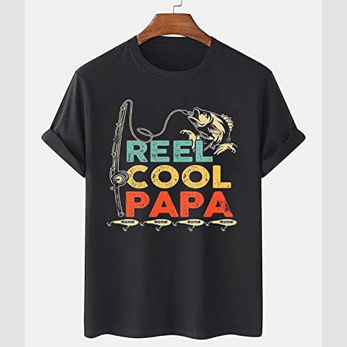 Персонализирана ролна кул кошула за риболов Папа, сопствени деца Име Папа риболов Ден на ден кошула, тато кошула со имиња на деца,