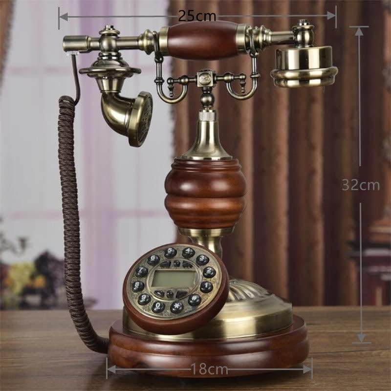 Lhllhl антички фиксен телефон ретро допир за бирање цврсто дрво фиксно телефонско сино задно осветлување+задно+лична карта на повик