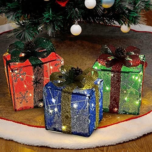 Помби осветлени кутии за подароци Божиќна декорација, осветлени кутии за подароци Божиќна декорација осветлете ги присутните кутии