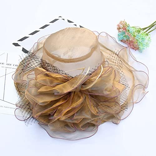 Жени невестински чај забава свадба капа на женски летен фустан капа широк лист цвет невестинска капа летна плажа капи Капчиња