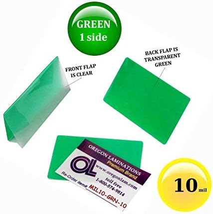 Lam-all-all hot hot laminating торбички воена картичка 10 mil 2-5/8 x 3-7/8 зелена/чиста
