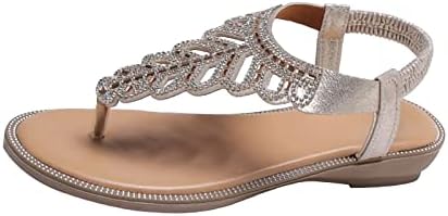 Ishишилиумски жени Rhinestone сандали женски Т-ленти рамни сандали модни флип-флоп чевли боемски сандали на плажа