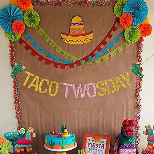 Deloklte Taco Twosday Банер, Мексикански Taco Тематските 2-Ри Роденден Декорација За Девојки, Cinco Де Мајо Партија Декор Taco