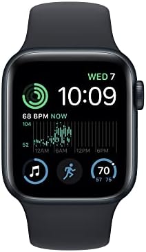 Apple Watch SE GPS 40mm Полноќен Алуминиумски Случај со Полноќен Спортски Бенд-S/M со AppleCare+