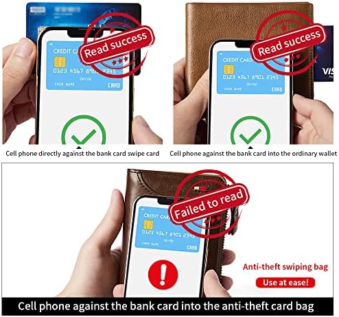 Pclove кожа паричник за мажи 14 слотови РФИД блокирање на држач за кредитна картичка за држави за масти паричник со прозорец со лична