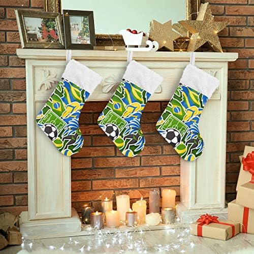 Предмети на налепници на Пимилагу Бразил и културни симболи Божиќни чорапи 1 пакет 17,7 “, виси чорапи за Божиќна декорација