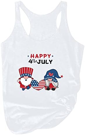 Среќна 4 -ти јули резервоарот за жените за жени со американско знаме без ракави летни патриотски кошули, симпатични печатени јога -маици