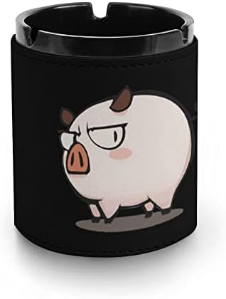 Симпатична свиња Премиум кожа од пепел во тркалезна цигари Десктоп пушење фиока за пепел за автомобил или употреба на отворено