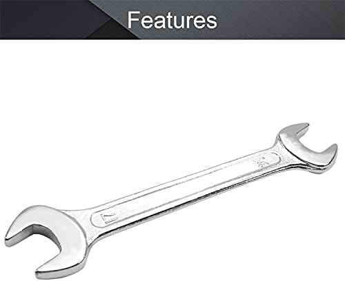 UtoolMart Double Open End Rench, метрички клуч со должина од 165мм, алатка за поправки на клуч од 14 мм x 17мм, 45 јаглероден челик, хром