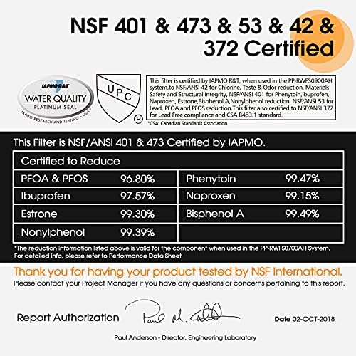 PurePlus UKF8001 NSF 401 & 473 & 53 & 42 Сертифицирана замена за Maytag UKF8001P, EDR4RXD1, EveryDrop Filter 4, PUR 4396395, UKF8001AXX-200,