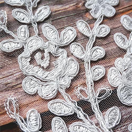 Geltdn 2 парчиња бели цвеќиња лисја гранка ласкави мешла ткаенина свадба апликации шивајќи закрпи чипка везови за фустан DIY декорација