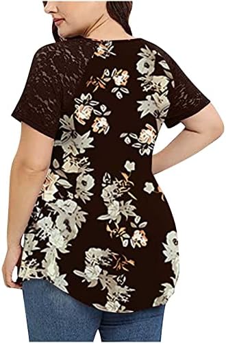 Врвови за женски фустани случајни плус големина v вратот краток ракав лабава кошули летни блузи 2023