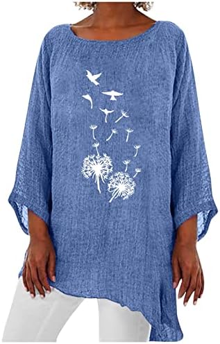 Nokmopo женски фланели кошули со долг ракав мода печатена долга ракав неправилна лабава и удобен врв